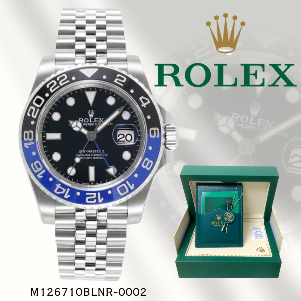 (100% ASLI)COD Baru INCLUDE BOX Jam Tangan Rolex ORIGINAL 100% Seri GMT - Master II m126710BLNR-0002