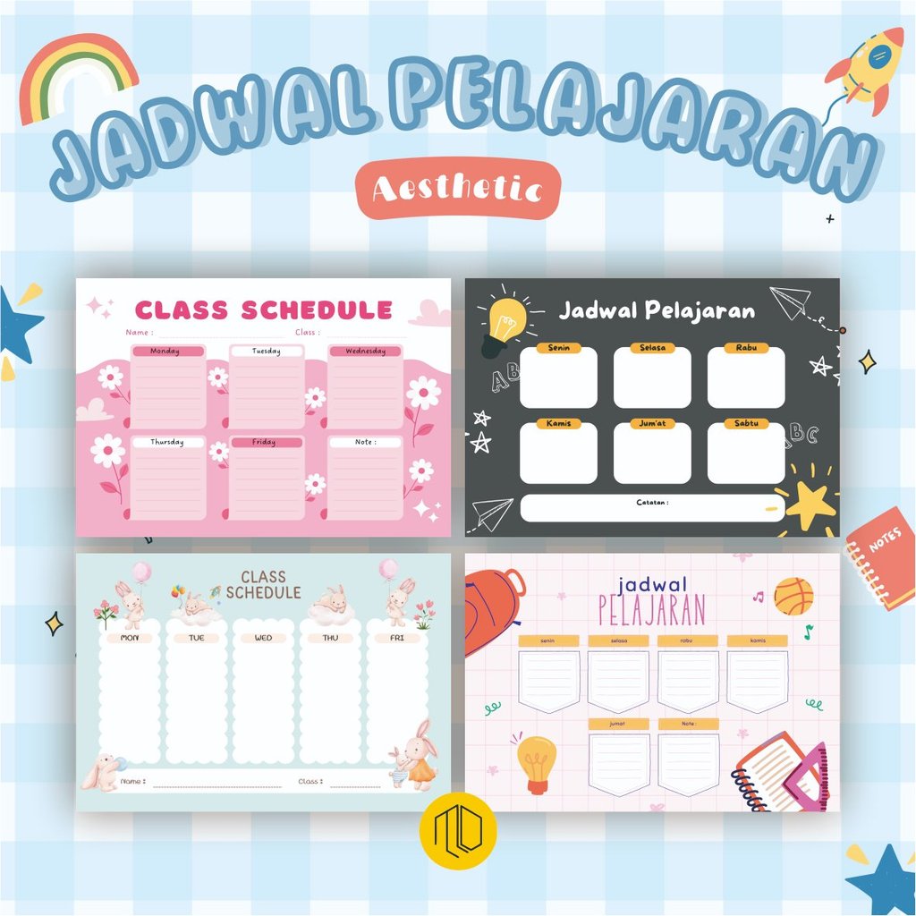 Poster Jadwal Pelajaran - Poster Sekolah Jadwal Pelajaran Anak 6 - Weekly Planner | Jadwal Sekolah M