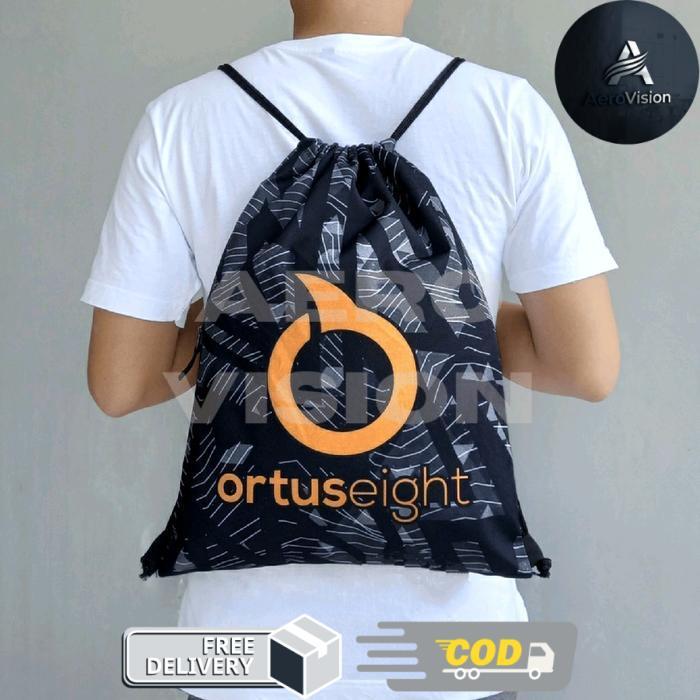 Tas Serut Olahraga Pria & Wanita Ortus Motif Woodie Grey Black - -, -