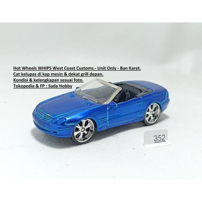 HOT WHEELS HOTWHEELS WHIPS WEST COAST CUSTOMS MERCEDES BENZ SL55 CABRIOLET BIRU UNIT ONLY CADATOYS