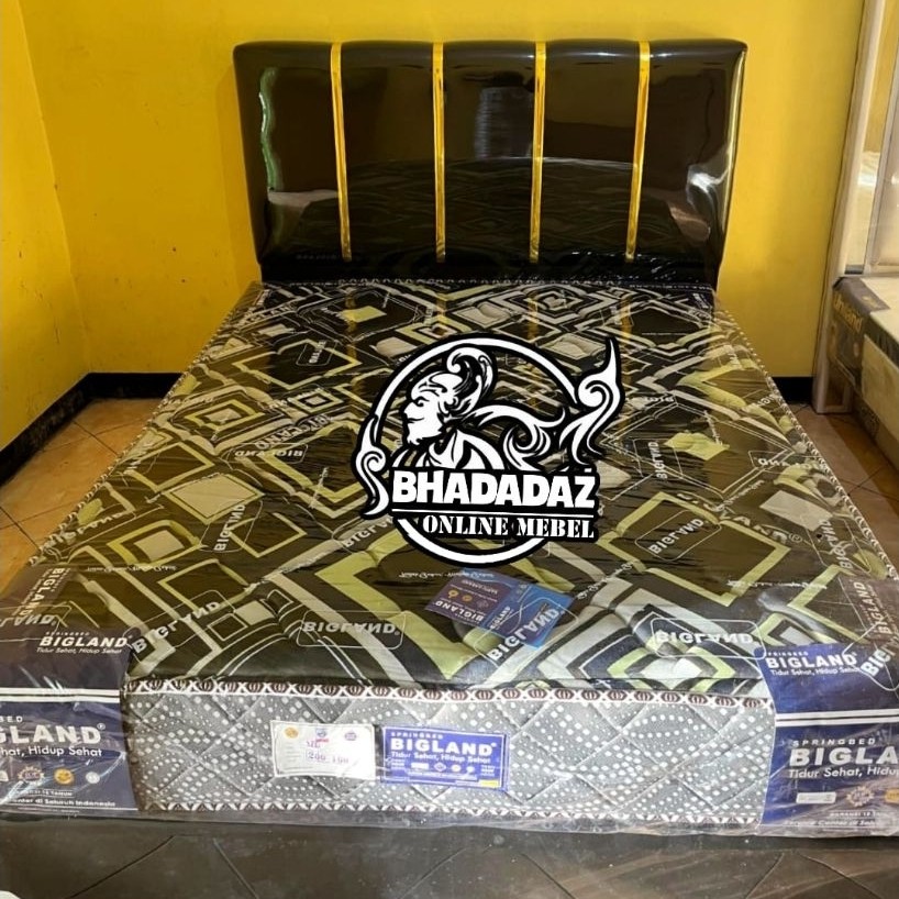 1 Set Springbed Bigland Lis 2 + Dipan Garis Gold