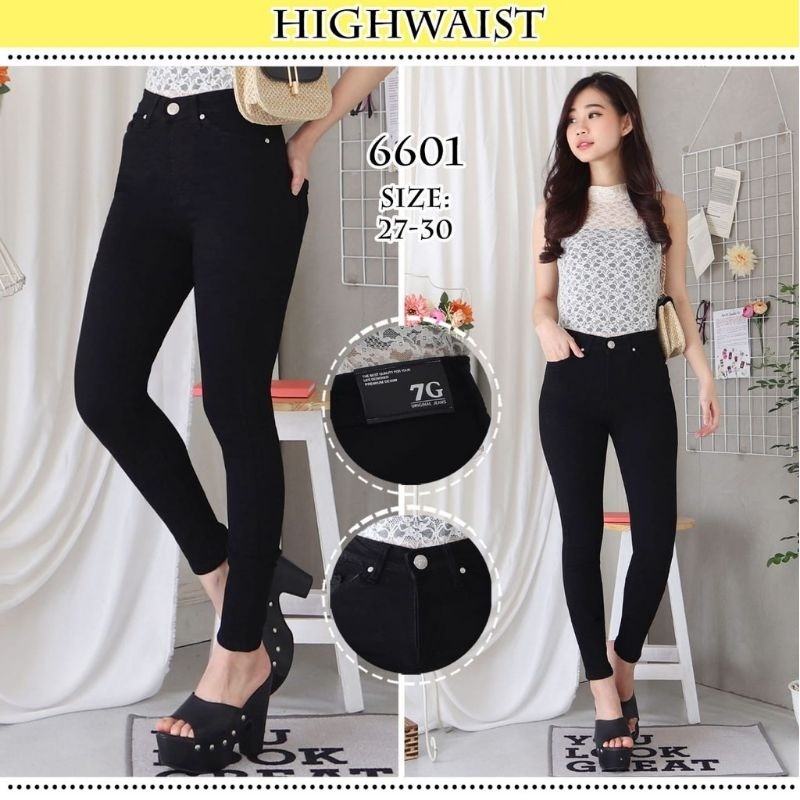 JEANS HIGHWAIST CELANA JEANS HIGHWAIST / 7G - 7C-G / SIZE 27-34 / HIGHWAIST HITAM HIGHWAIST / 7G - 7
