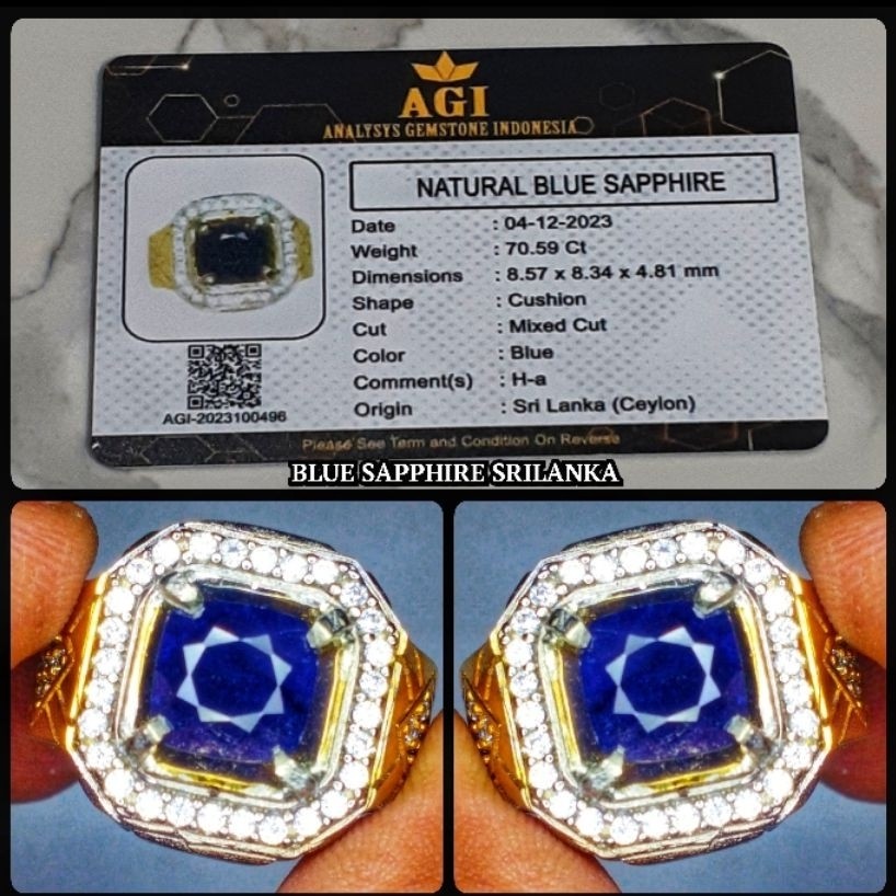 royal blue sapphire ceylon kelas kontes HQ + memo lab