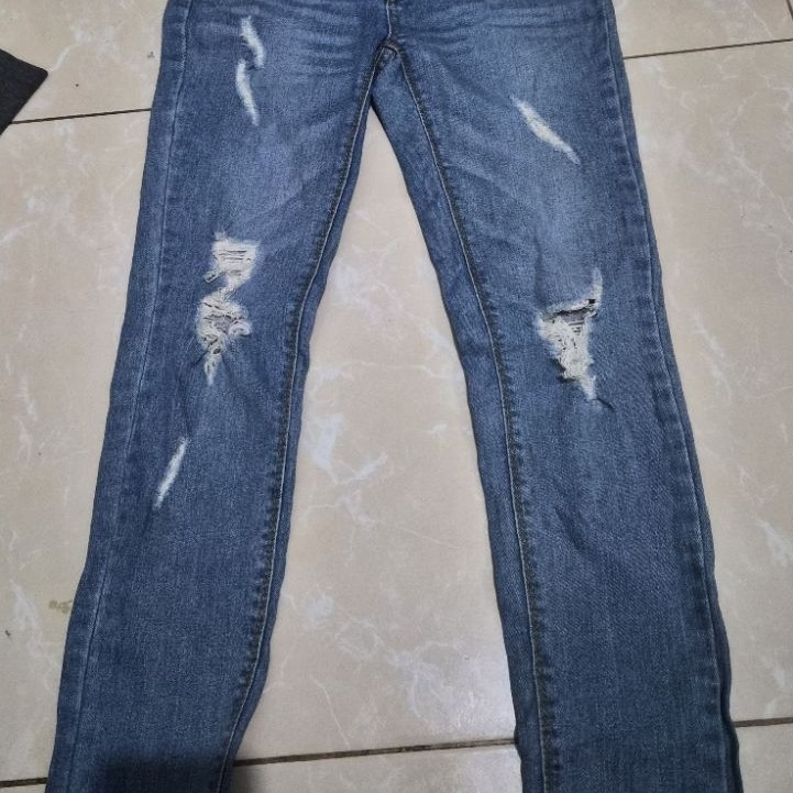 Celana Panjang Jeans Ripped Denim (Sobek) Premium - Gaya Kasual & Grunge Trendy