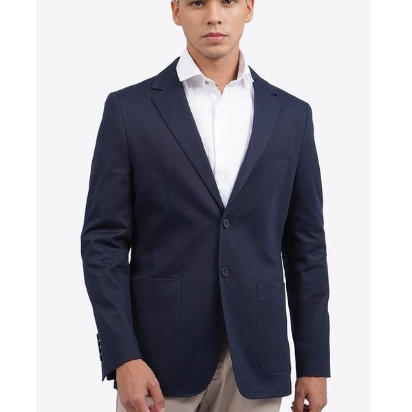 WOOD Textured Long Sleeve Blazer 2-BZILXC125F094 NAVY - NAVY, S