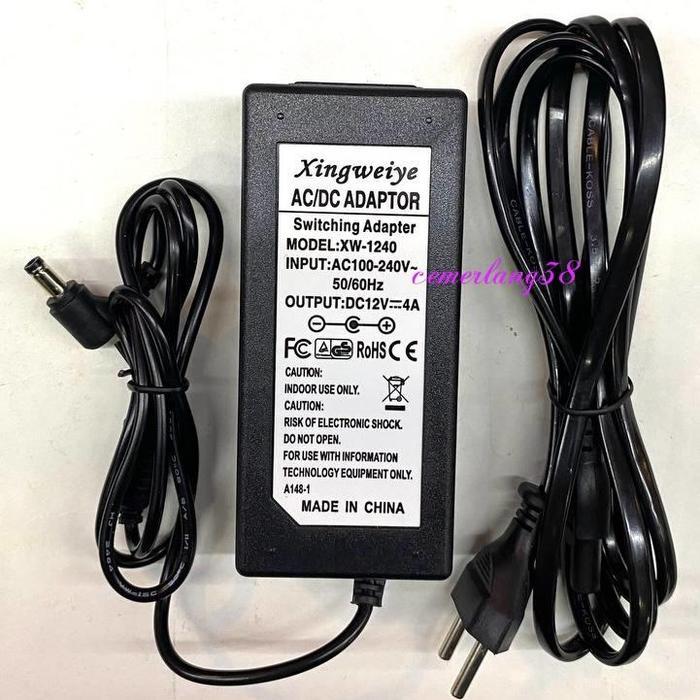 AC / DC Adapter 12V 4A Adaptor DVR / CCTV 4A 12V + Kabel Power 12 v
