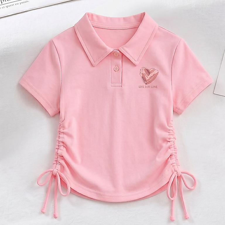 Atasan Crop Anak Perempuan Tali Serut Kiri Kanan Kerah Trendy Baju Anak Lucu 1-12 Tahun
