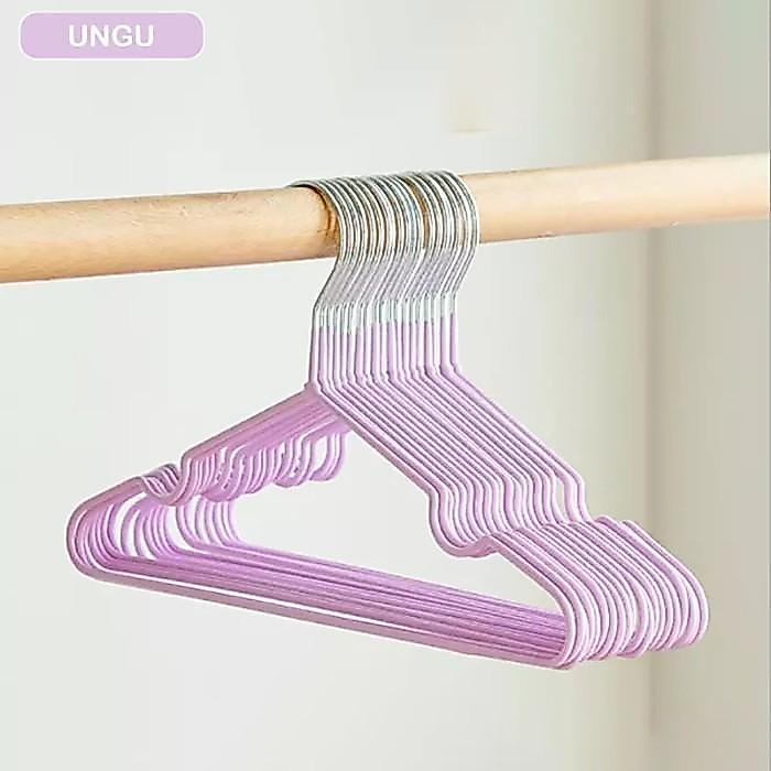 Gantungan Baju Isi 10 Pcs Warna Warni / Hanger Gantungan Baju / Hanger Stainless Tebal Warna / Hange