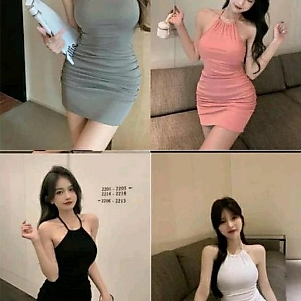 Flash Sale Dress Bodycon Tali Leher Korean Style Slimfit Body Sexy Club Malam Baju Lc Hot Terbaru Ke