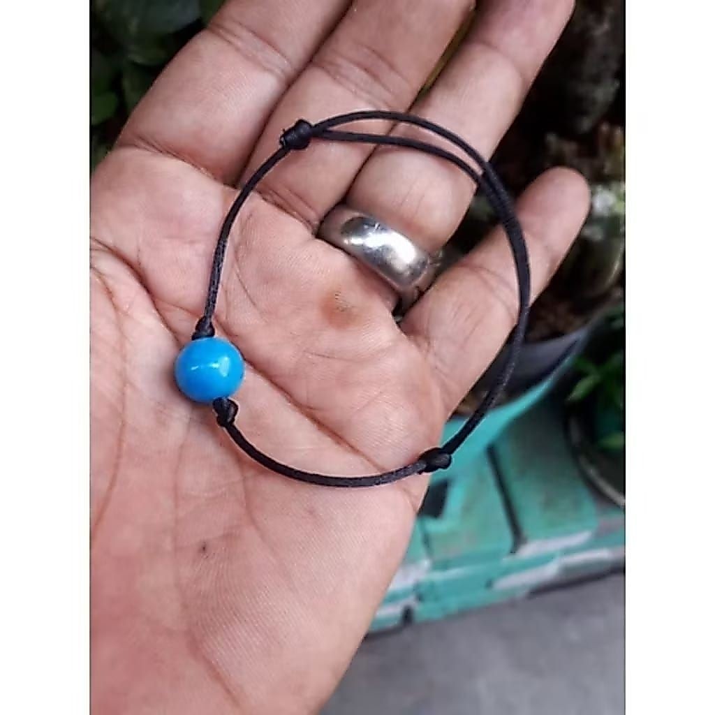 gelang simpel batu pirus biru fancy 10mm