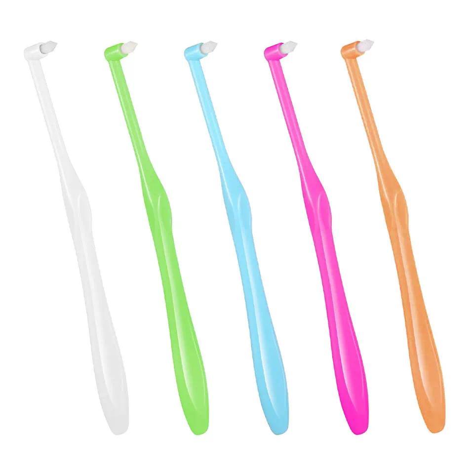 10pcs Orthodontic Toothbrush Tufted Brush End Tuft Tapered Toothbrush Single Compact Interdental Int