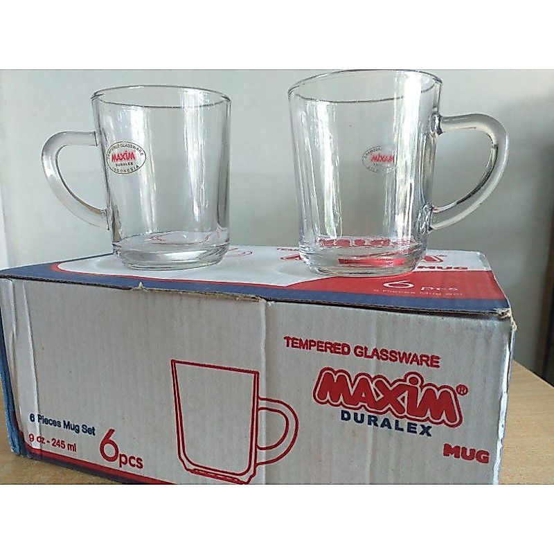 6 pcs Mug Maxim MC254T Duralex Tempered Glass / Gelas Kopi Tempered / Cangkir Kopi Maxim Duralex