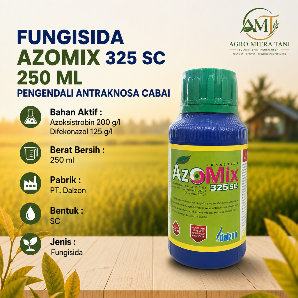 FUNGISIDA AZOMIX 325 SC 250 ML PENGENDALI ANTRAKNOSA CABAI