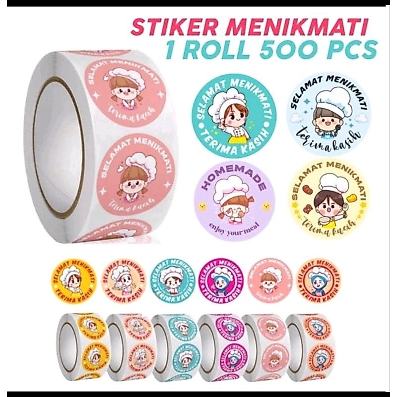 isi 500pcs stiker roll selamat menikmati thank u happy birthday homemade