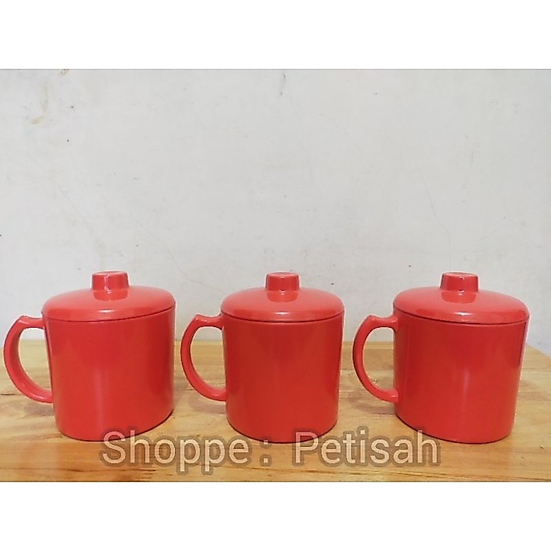 Cangkir Tutup Melamin Bergagang MeiShing 710  / Gelas Gagang Melamin 500ml / Cangkir Tutup Melamin /