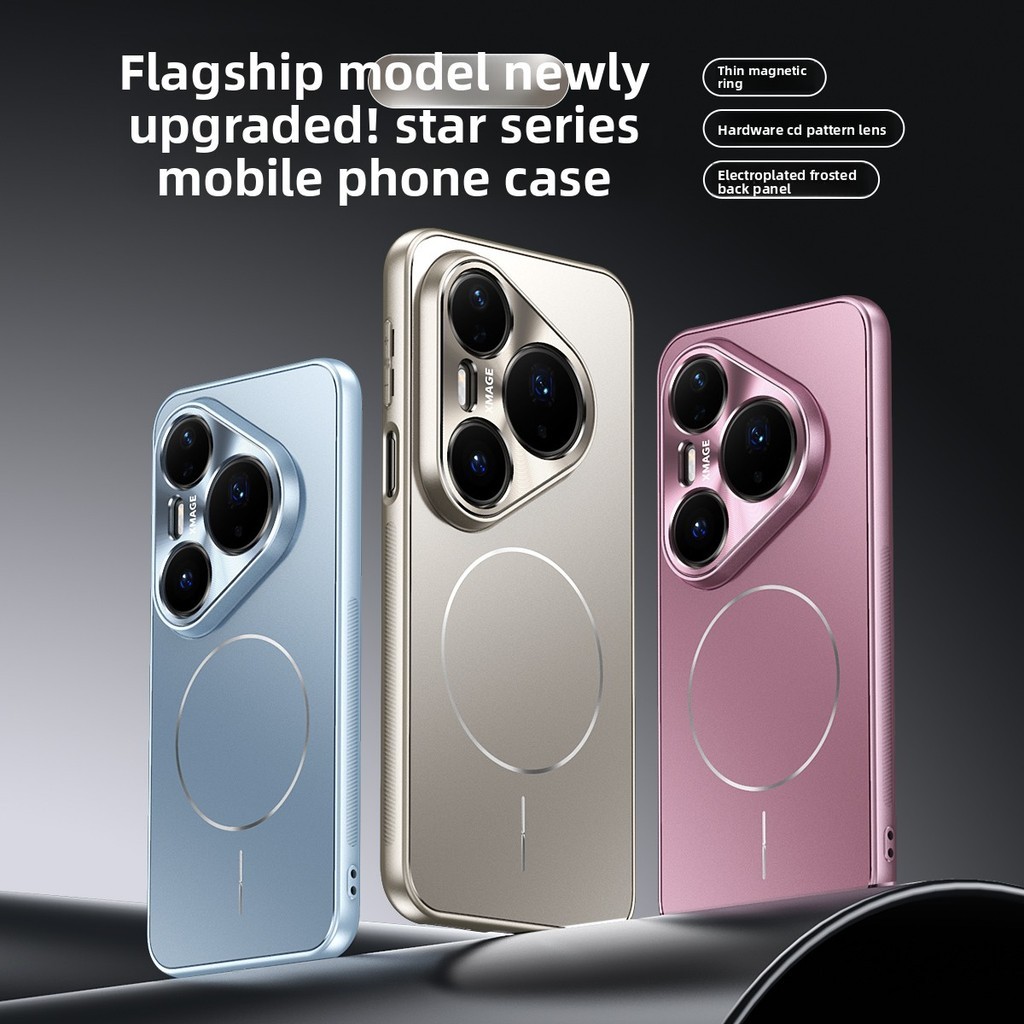 Casing Ponsel untuk Huawei Pura 70 80 P40 P50 P60 Pro Plus Ultra Magnetik Buram Logam Pelindung Lens