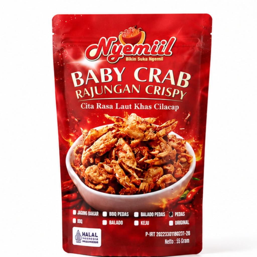Baby Crab Krispy Rajungan Renyah Snack Seafood Halal Pedas Manis Camilan Bikin Nagih