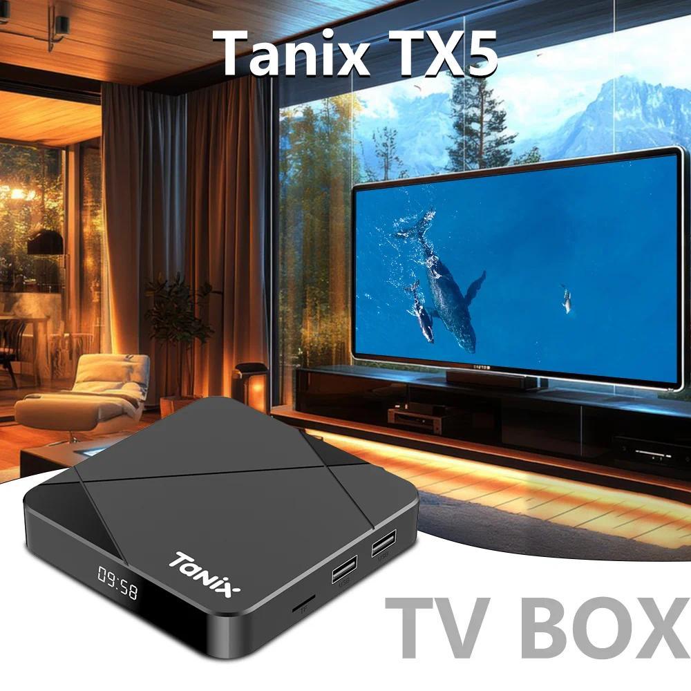 Original TANIX TX5 Amlogic S905Y5 Android14 4K Video LAN Wifi6 BT50 Voice Assistant Remote Control M
