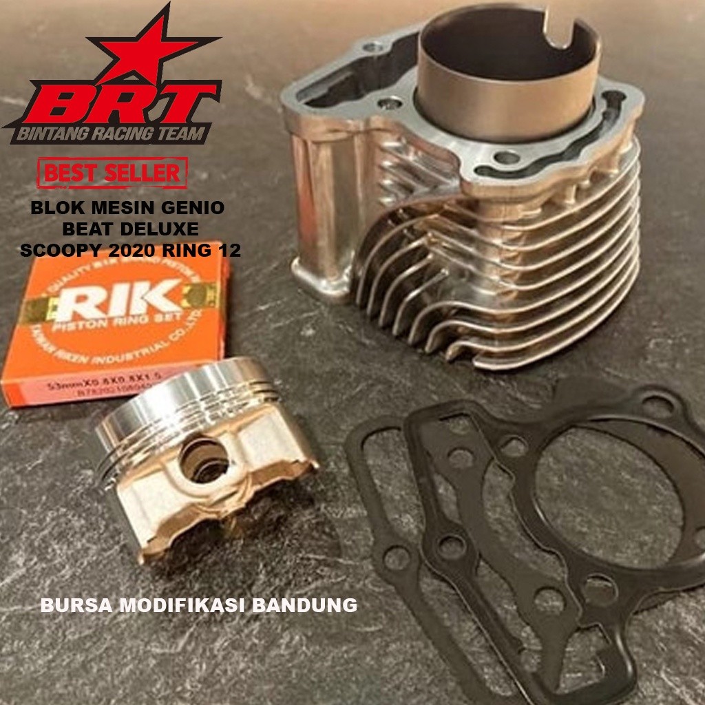BRT BLOK SEHER BORE UP GENIO NEW BEAT DELUXE SCOOPY DONAT 2020 2021 BORING SET PISTON NEW BEAT FI NE