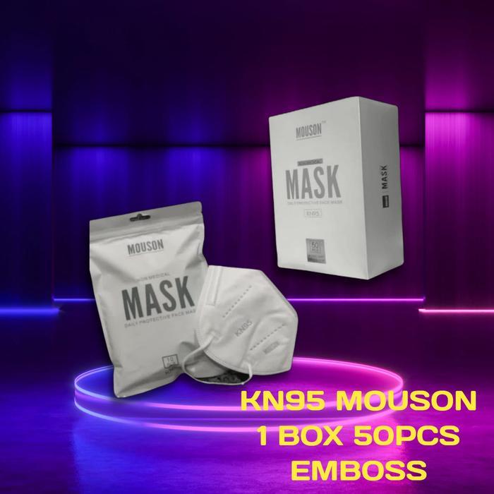 Mouson Masker KN95 Premium 5 Ply 1 Box Isi 50 Pcs Original Emboss Nyaman Aman Tebal Design Minimalis