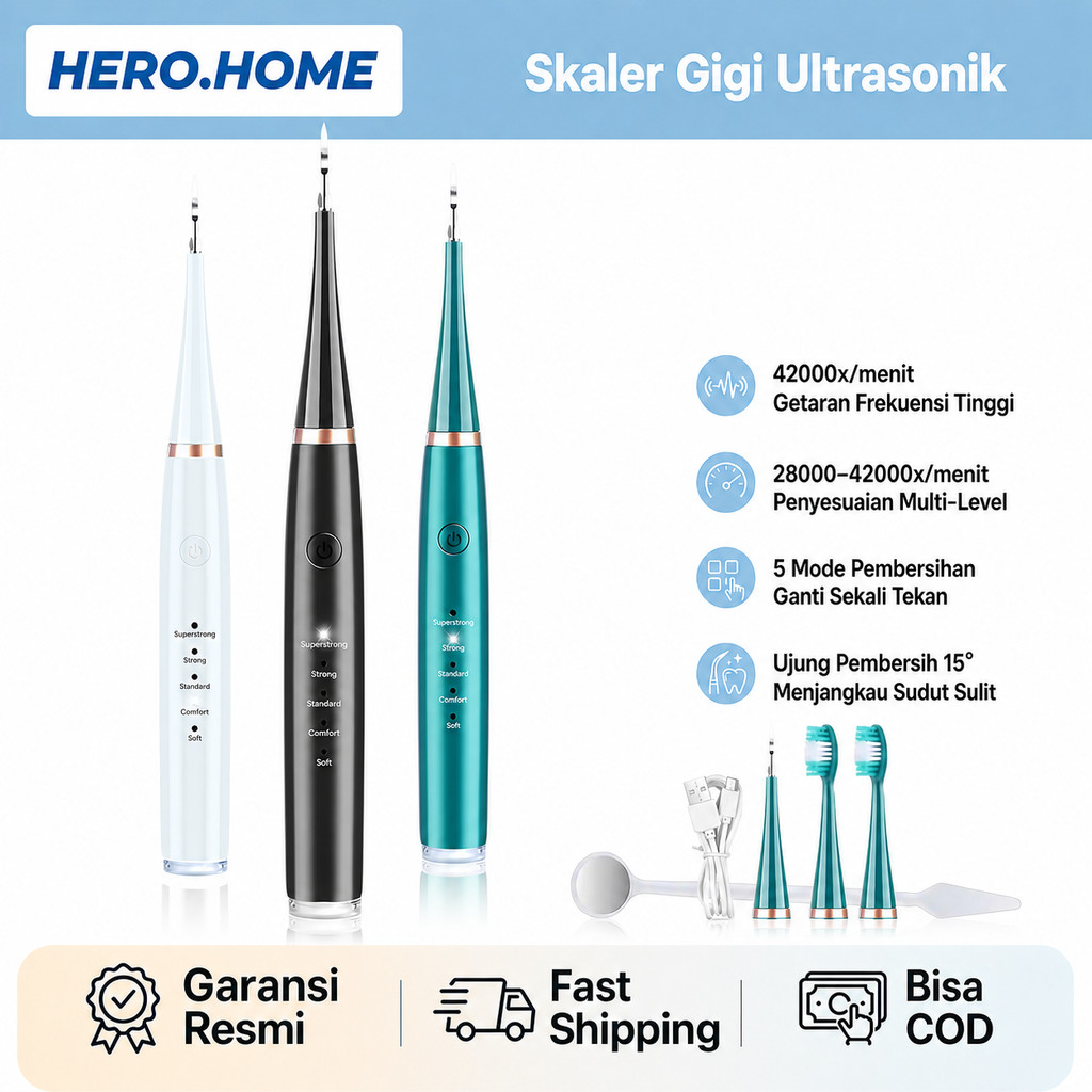 Alat Pembersih Karang Gigi Ultrasonik Elektrik 31000/Min Scaling Smart Deteksi Cerdas Berhenti Otoma