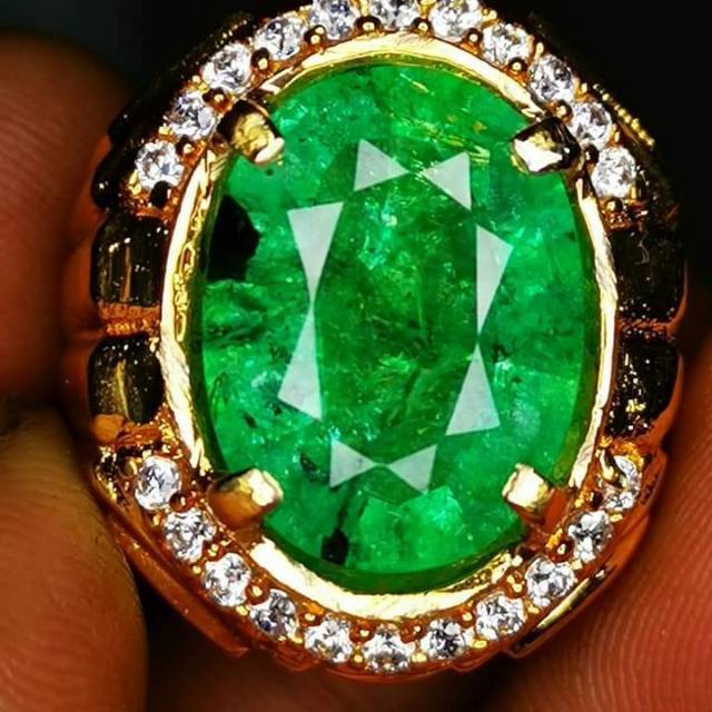 Batu Permata Natural Zamrud Colombia Ring Perak