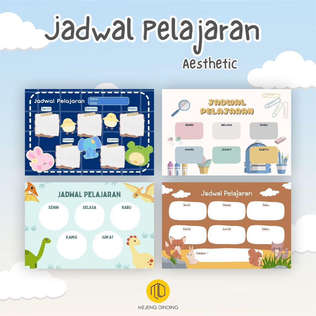 JADWAL PELAJARAN CUSTOM / JADWAL PELAJARAN AESTHETIC / POSTER PELAJARAN BEST SELLER / POSTER SEKOLAH