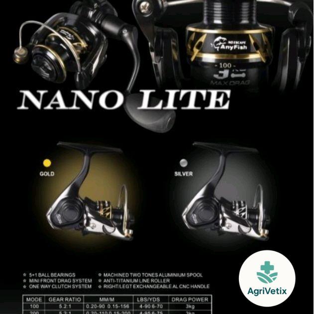 Reel mini Anyfish nano lite 100 | 200 | 300 Reel pancing murah berkualitas - 200