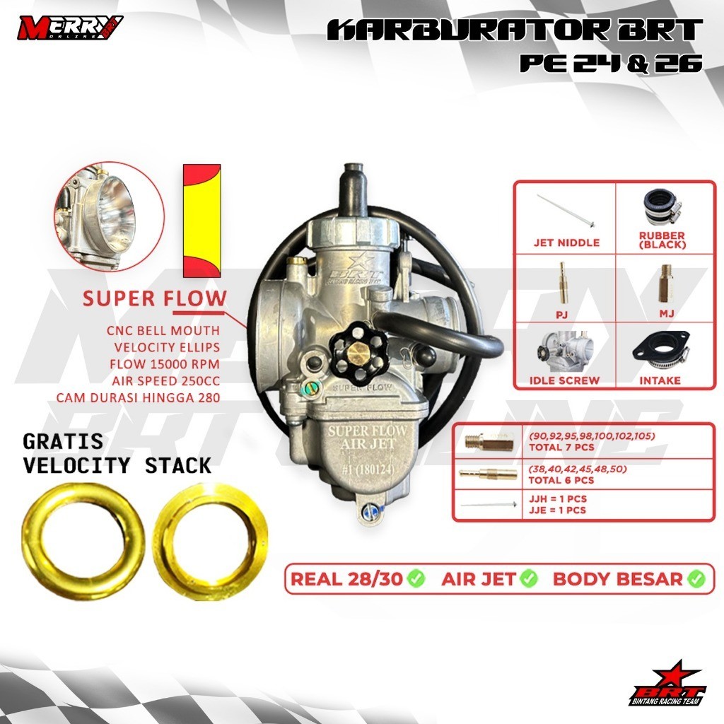 Super Flow BRT Karburator Karbu PE SF 24mm & 26mm