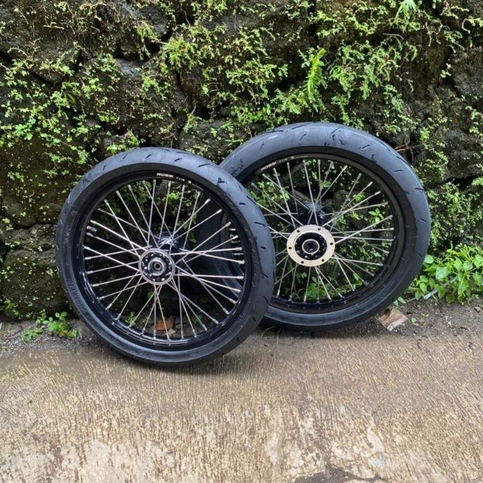 Roda Set KLX Velg Rossi  ukur 140/140-17 Rata Ring 17-Ban Primaax80/80 & 90/80-17