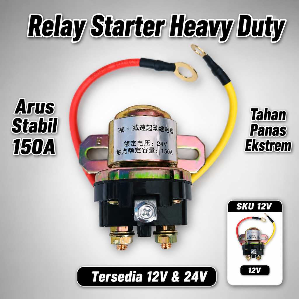 Relay Starter 12V 24V 150A Solenoid Switch Mobil Motor Starter Heavy Duty Berkualitas Tinggi Awet