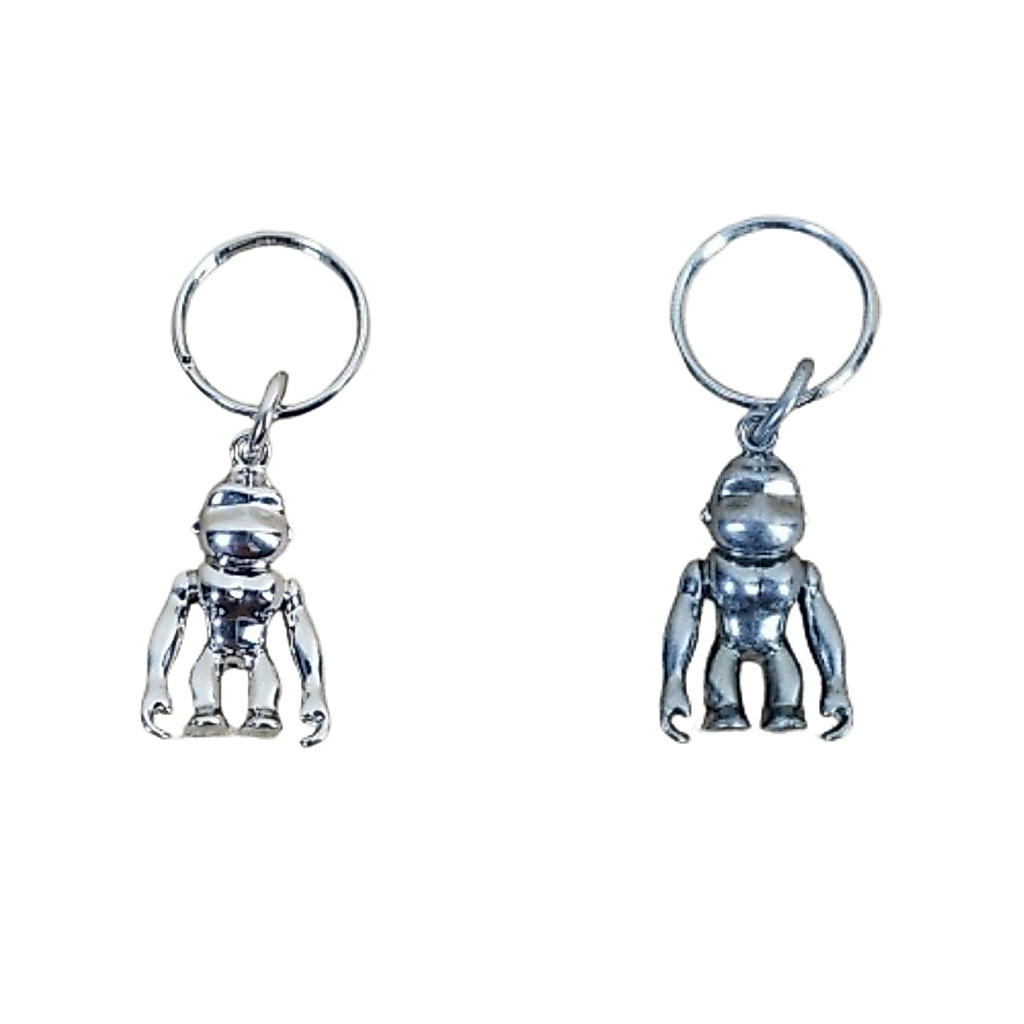 Kipling Metal Silver Monkey Bag Charm Keychain Extra Small Original Gantungan Tas kunci monyet Fob