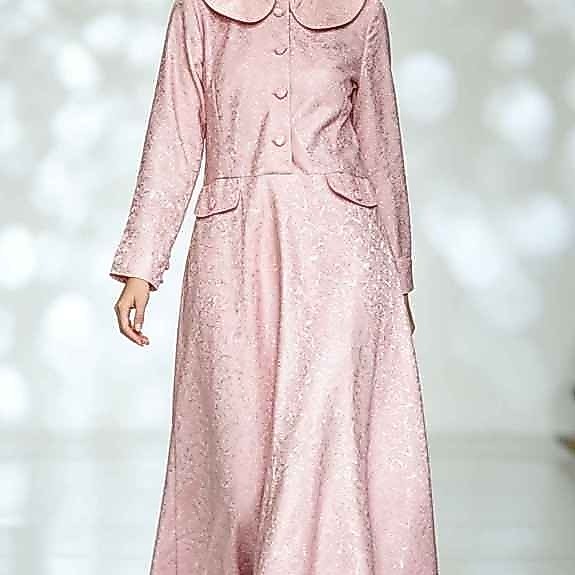 GAMIS DRESS PESTA DEWASA REMAJA TEKSTUR MOTIF TIMBUL LD 90 PB BARU