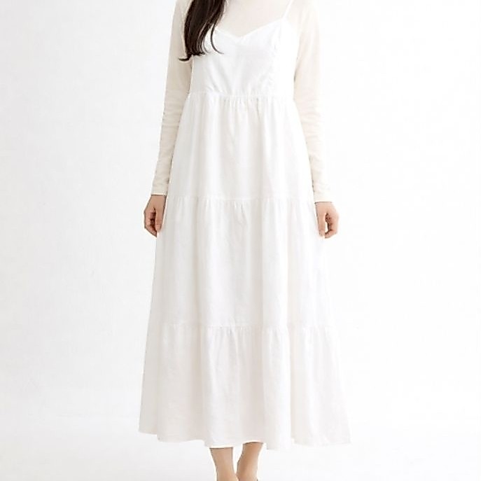 Dress AMAZON ESSENTIAL Full Cotton White (L)
