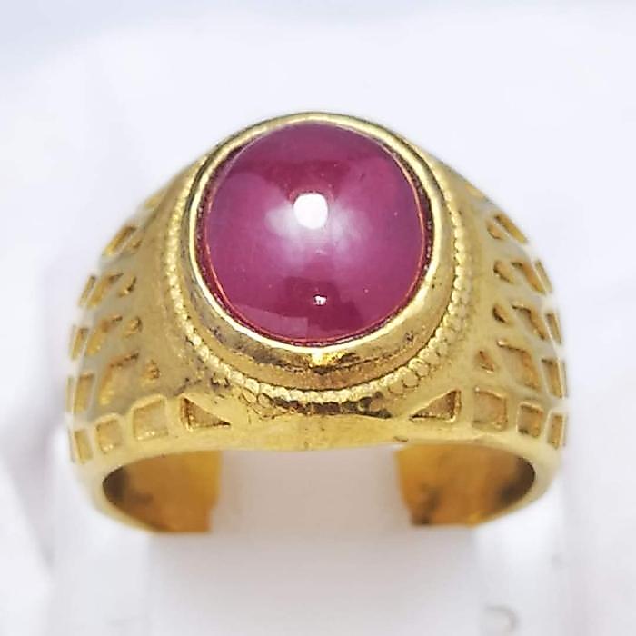 Cincin Batu Natural Ruby Corondum Ring Tanam