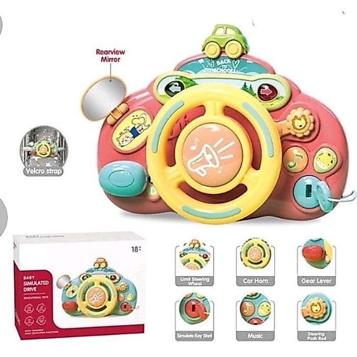 Zen018-Mainan Setir BABY Simulated Drive/Mainan Edukasi Musikal Setiran Mobil - setiran merah