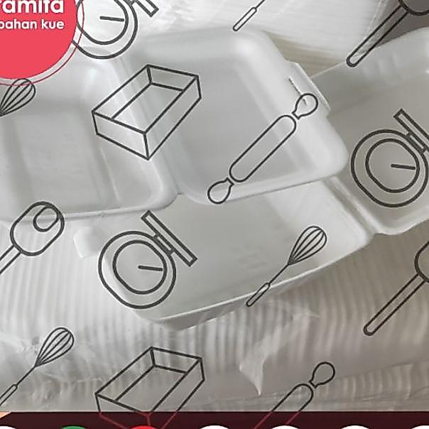 Sterofoam Tempat Makanan Polos Ukuran Setara Tf2/Tf3 Isi 100 Pcs