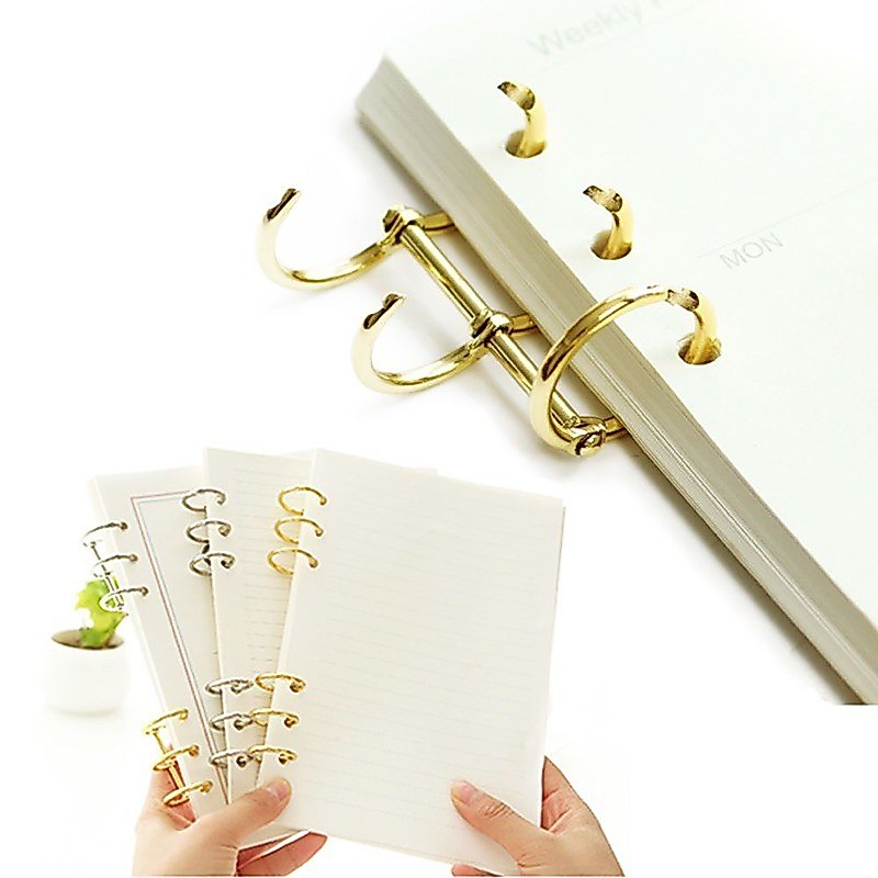 3 holes ring binder buku / scrapbook / album bahan metal warna gold / silver