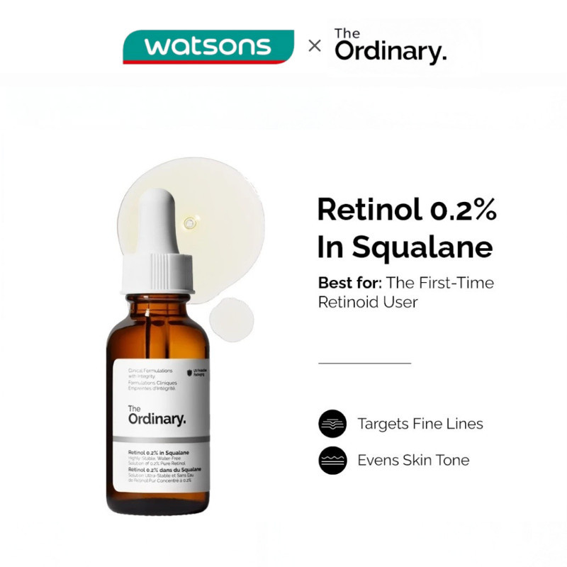 The Ordinary Retinol 0.2% In Squalane - 30 mL | Targets Early Signs of Aging, Mild Retinol Serum
