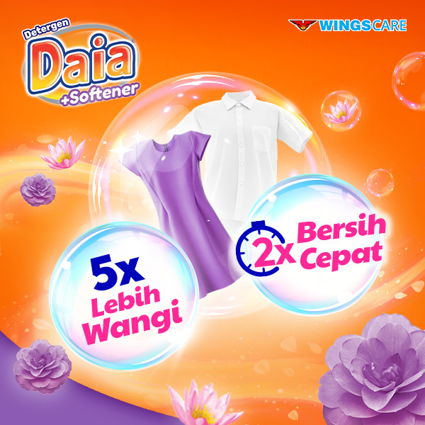 Daia Detergen Bubuk + Softener Violet Passion 1,5 kg - Gambar 4