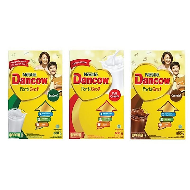 Susu Dancow FortiGro Instan Full Cream Cokelat/ Vanilla Box 195g / 780g / 800gr / Pouch 1KG