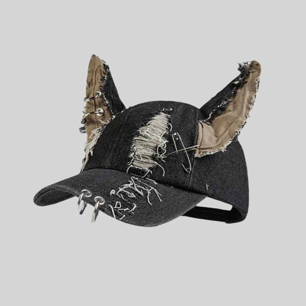 Aksesori Kenangan Queen COD  Topi Baseball, Topi Datar Denim Sobek Gaya Hip Hop