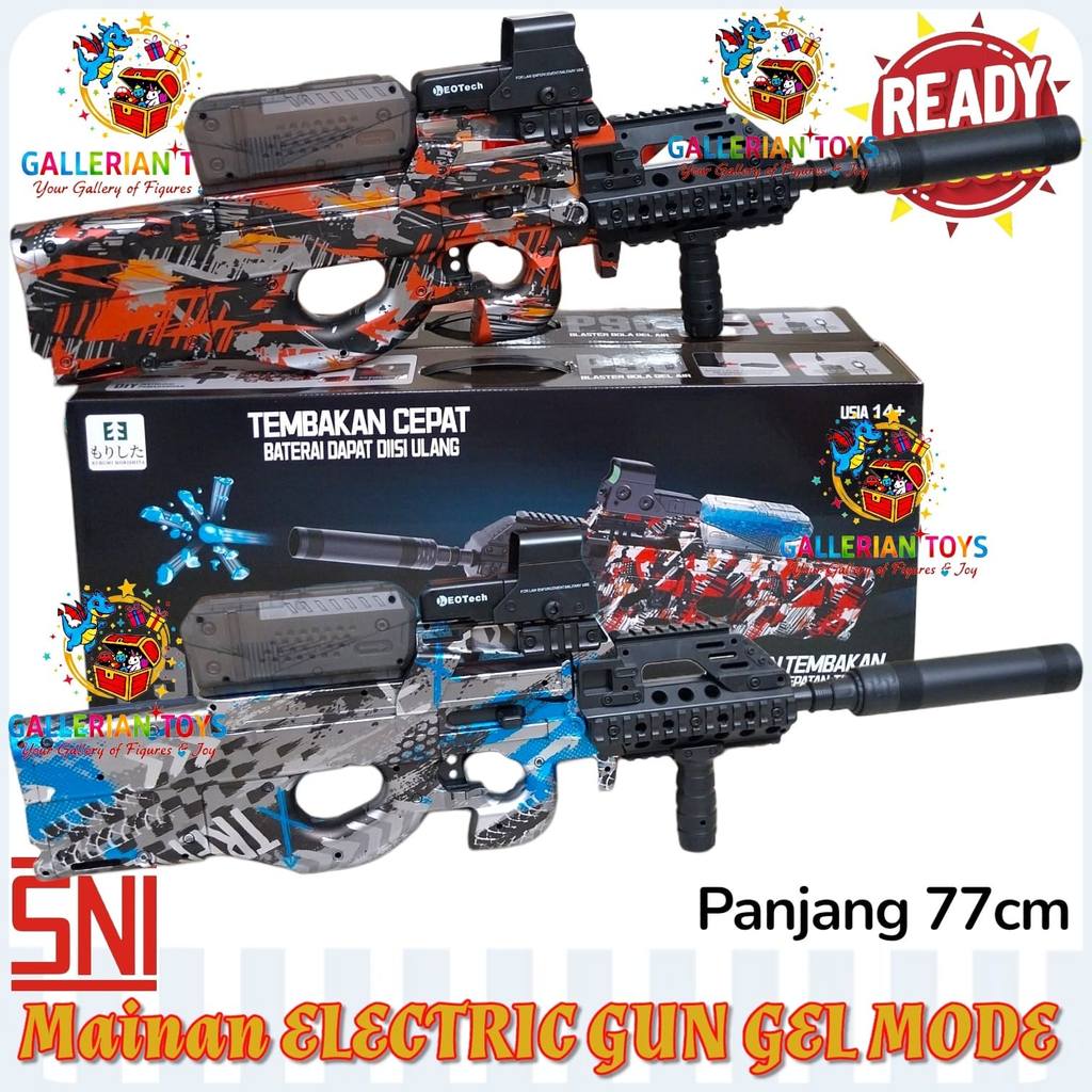 READY Mainan Anak P90 Elektrik Water Gel Blaster 77cm Edukasi Kreatif Ukuran Besar