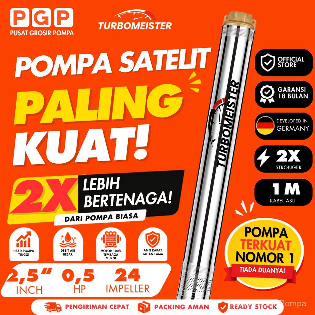 Pompa Satelit Turbomeister 2.5 Inch 0.5 HP - Pompa Submersible / Sibel