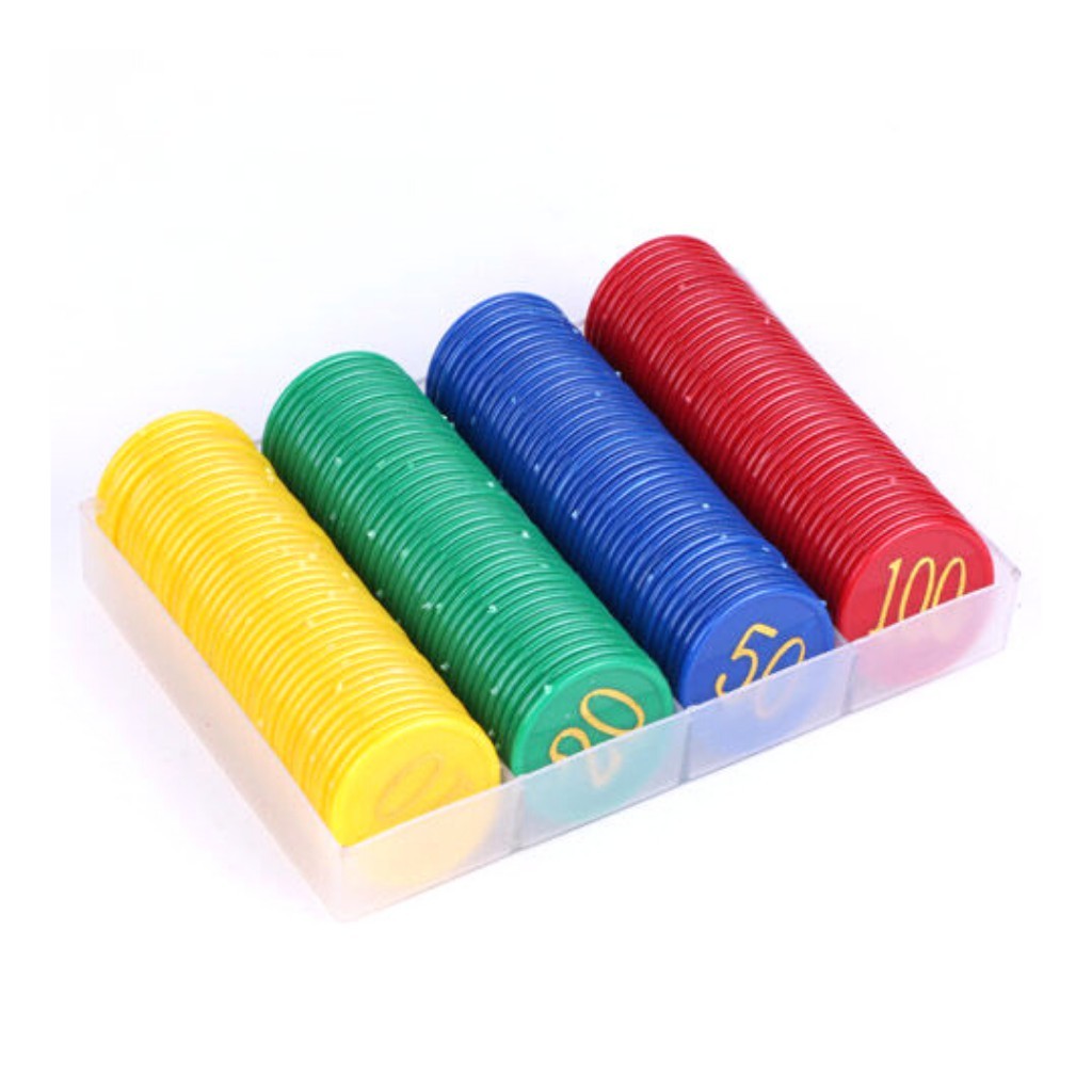 CANDUSHOP  Minicart Mahjong Chip Koin Chip Poker Chip Angka 10, 20, 50, 100 isi 160 pcs - MC5502