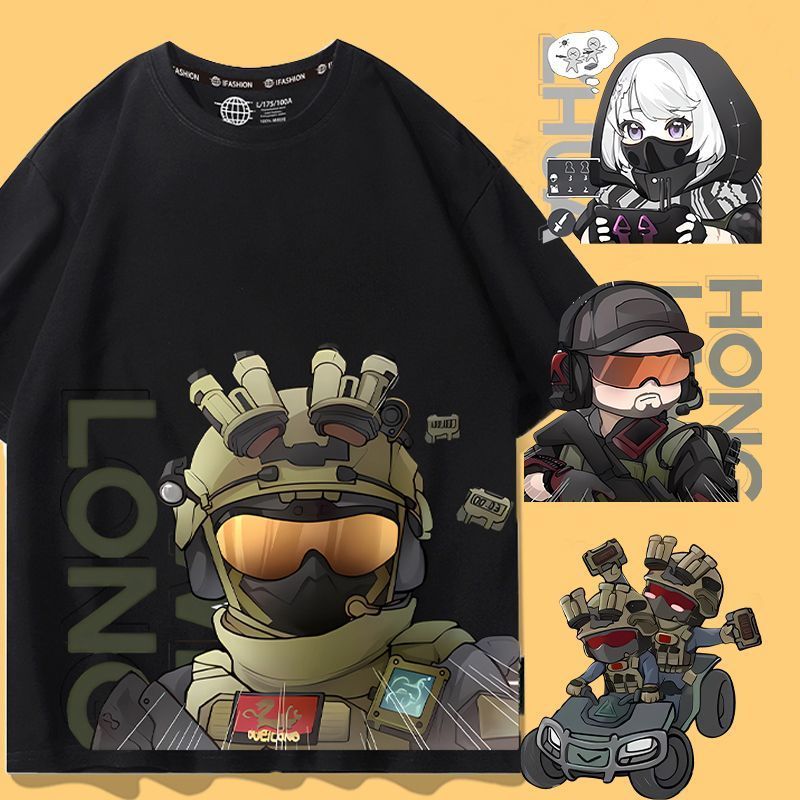 Kaos Oversized T-shirt Rainbow Six Siege / Arknights Operator Chibi Print Combed 30s Sablon Premium 