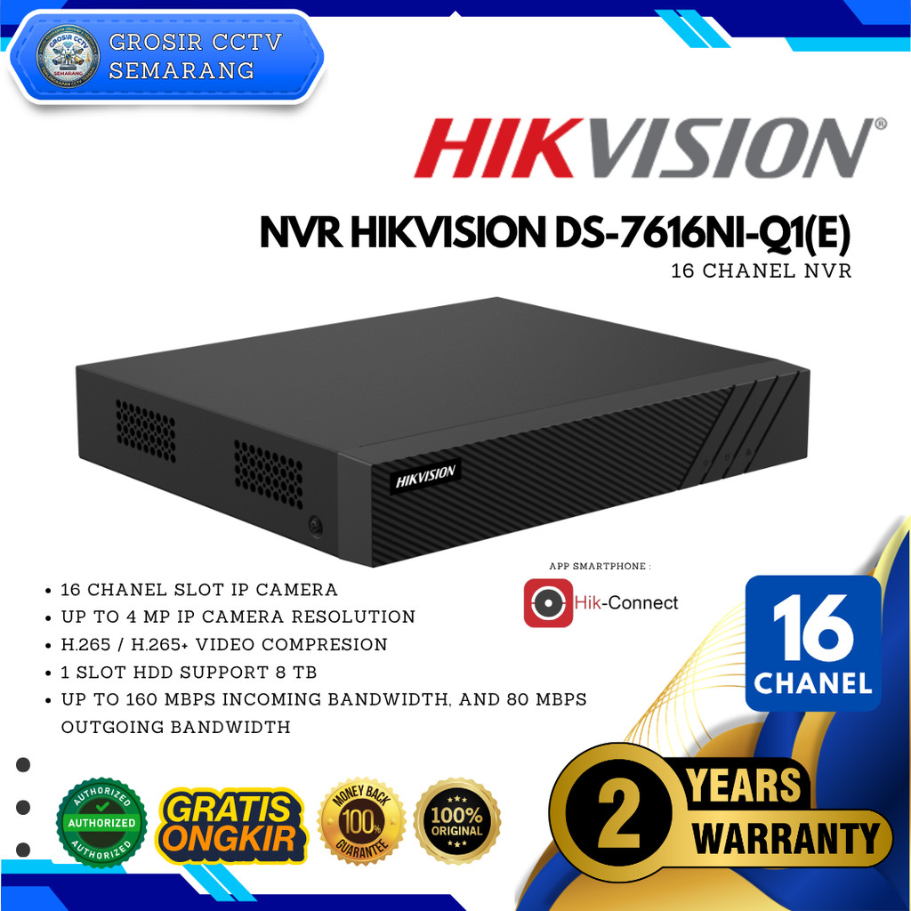 DS-7616NI-Q1(E) - HIKVISION NVR 16 Chanel 7600 Series