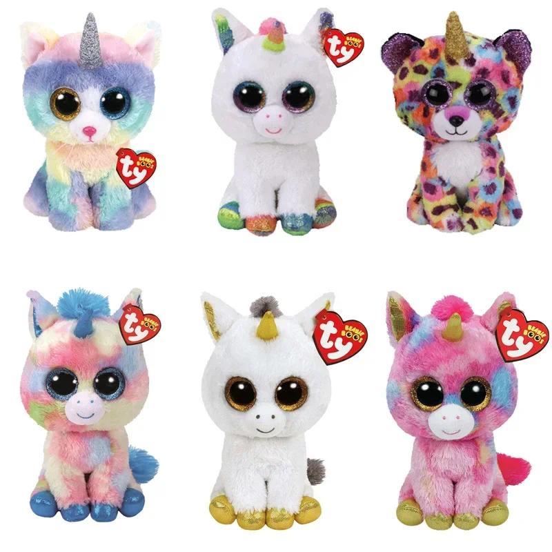 15cm Ty Big Eye Beanie Stuffed Plush Toys Unicorn Cat Bat Fox Pony Animal Soft Plush Toy ildren Girl