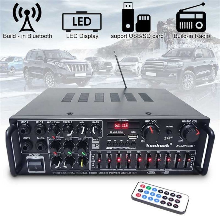 Sunbuck Bluetooth EQ Audio Amplifier KaraokeHomeTheater AV-326BT DAN AV326Z PLUS