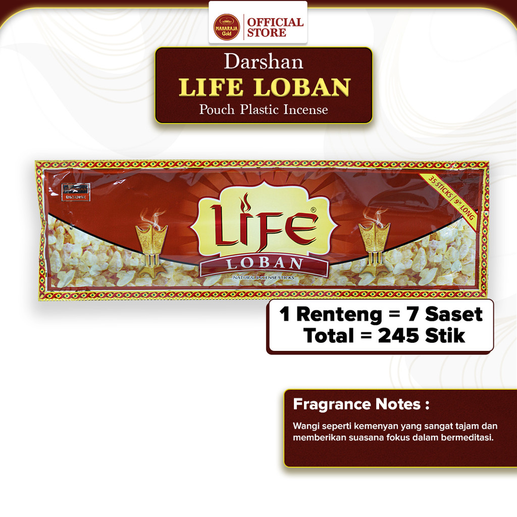 Maharaja Dupa India Aromaterapi Pouch Plastic - Darshan Life Loban 35 sticks